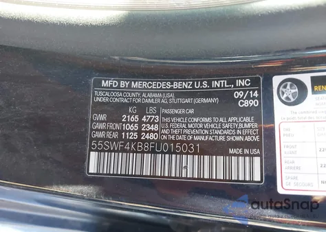 2015 Mercedes-Benz C 300 Luxury 4Matic из США, поврежденный, VIN 55SWF4KB8FU015031